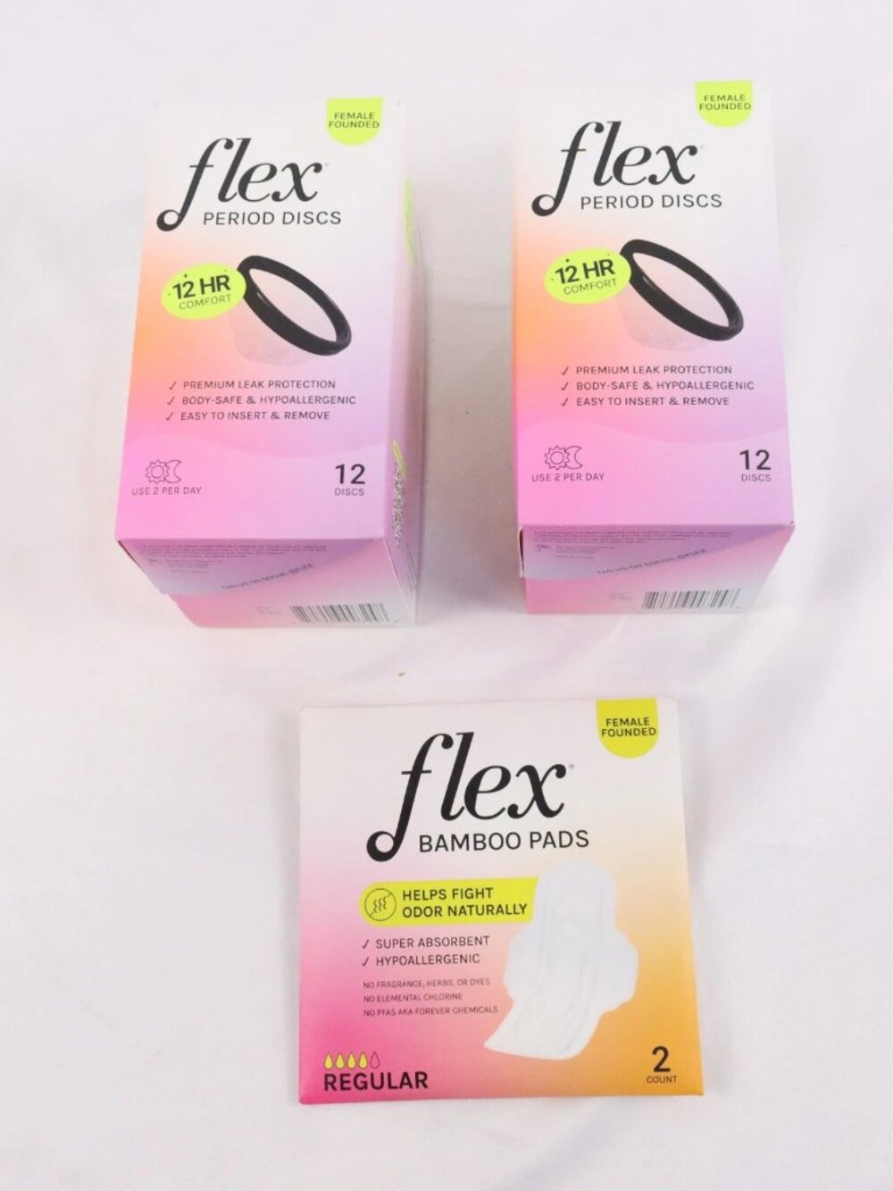 Period Care Bundle of Flex Menstrual Period Rings, Bamboo pads Eco-friendly
